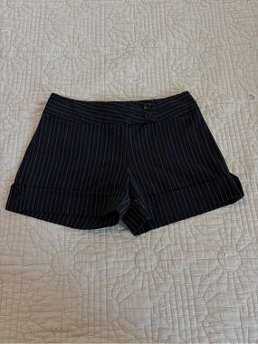 Spring Street Black Pinstripe High-Waist Shorts